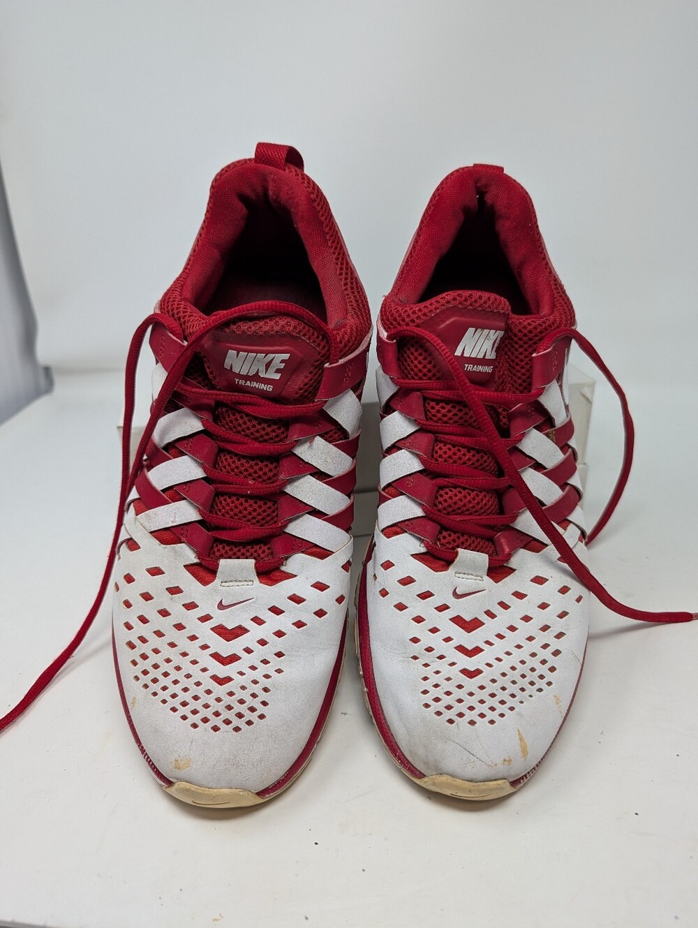 Nike Lunarlon Fingertrap Running Shoes Size 11 Red & White Fair Condition